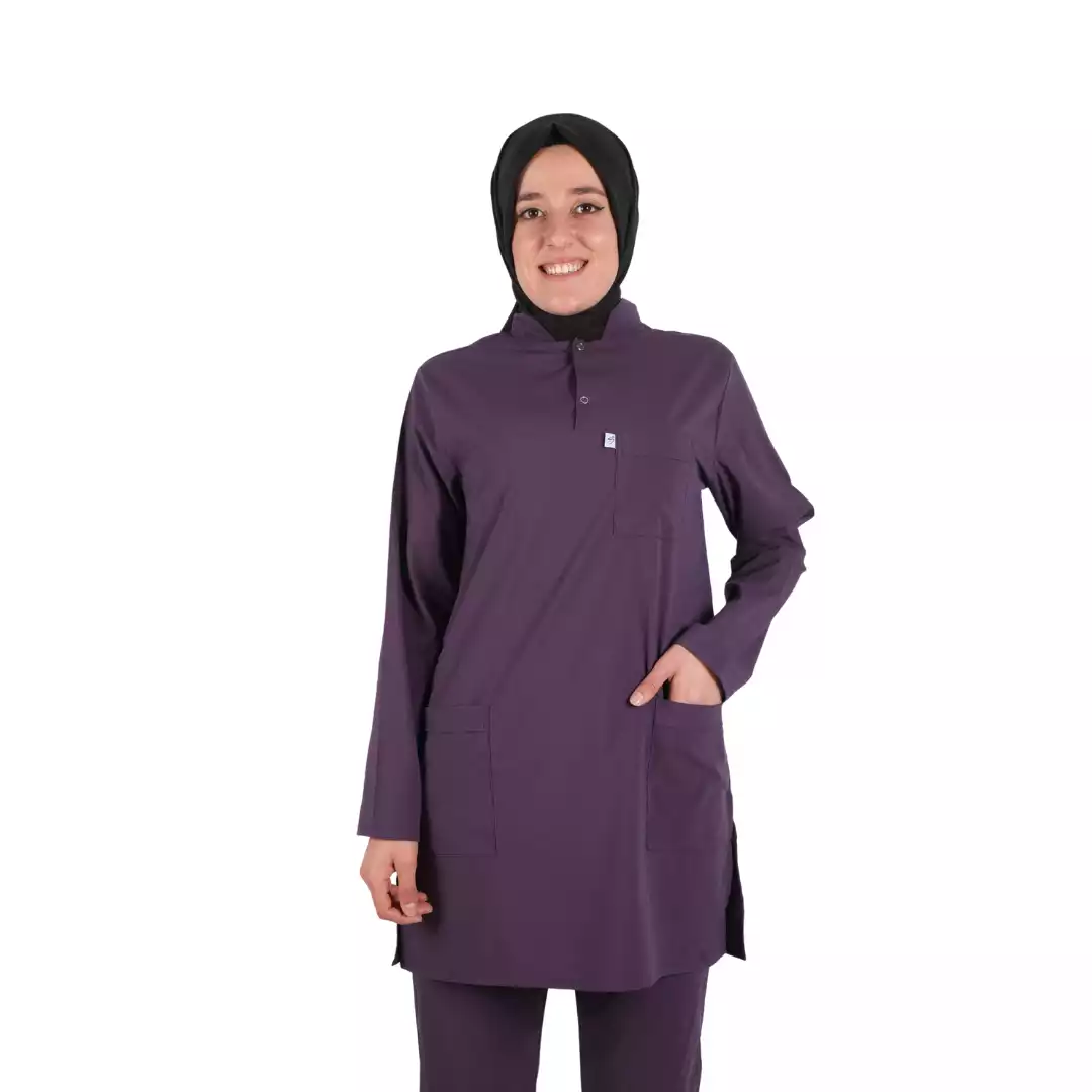 Açık Mürdüm Likralı Tesettür Üst Üniforma