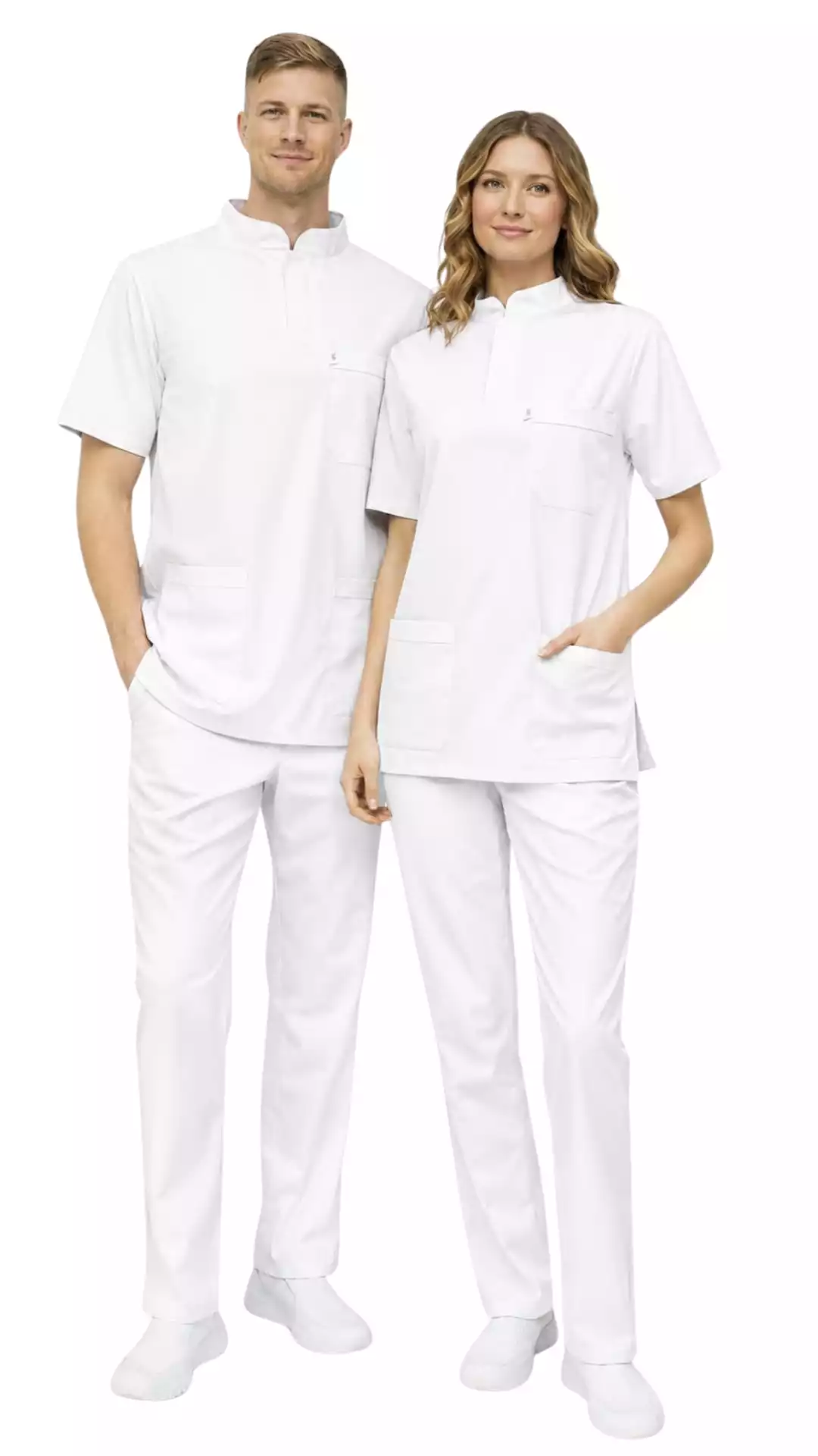 Beyaz Soft Likralı Lacoste Hemşire Üniforma 