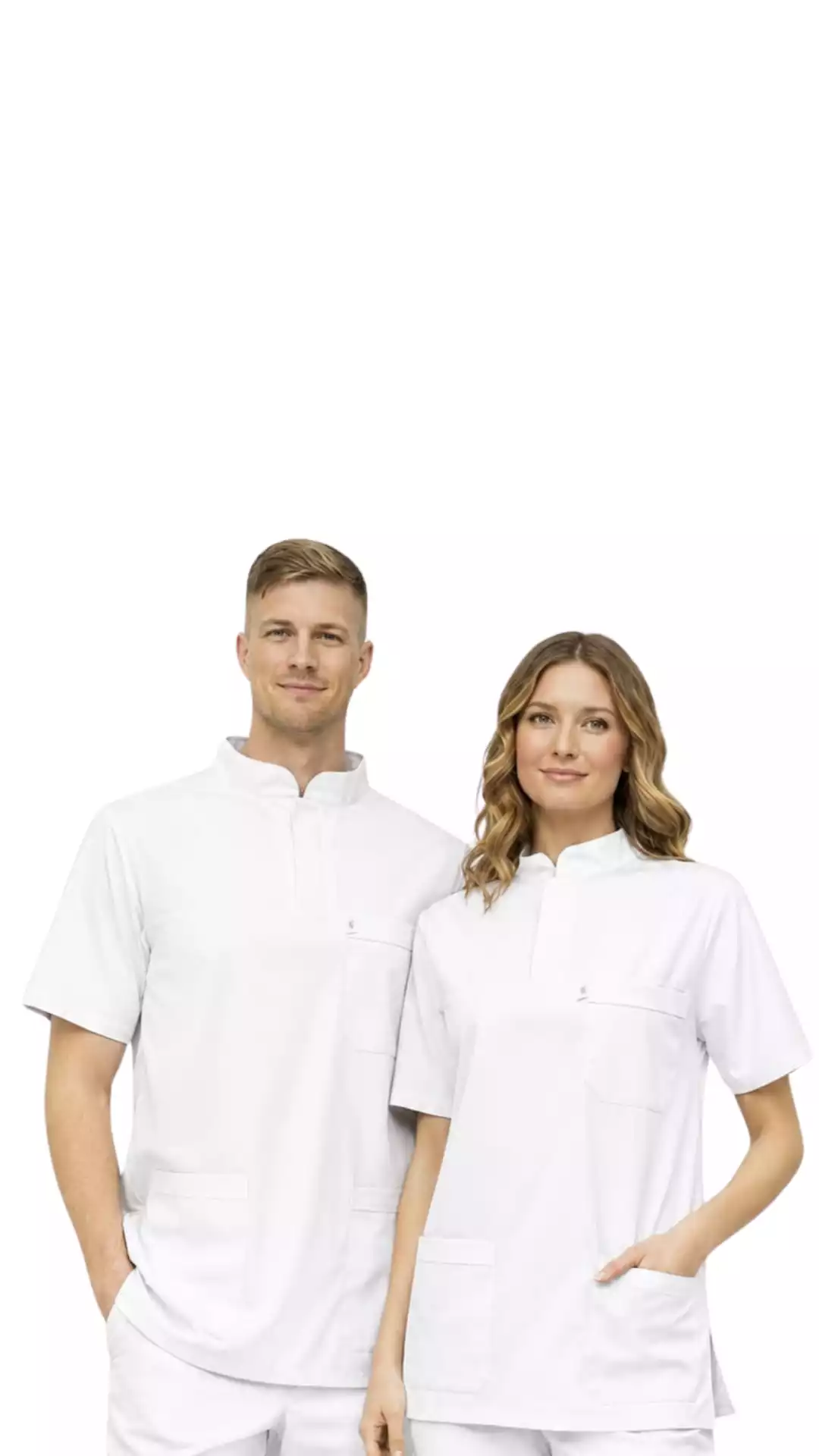 Beyaz Üst Soft Likralı Lacoste Hemşire Üniforma 