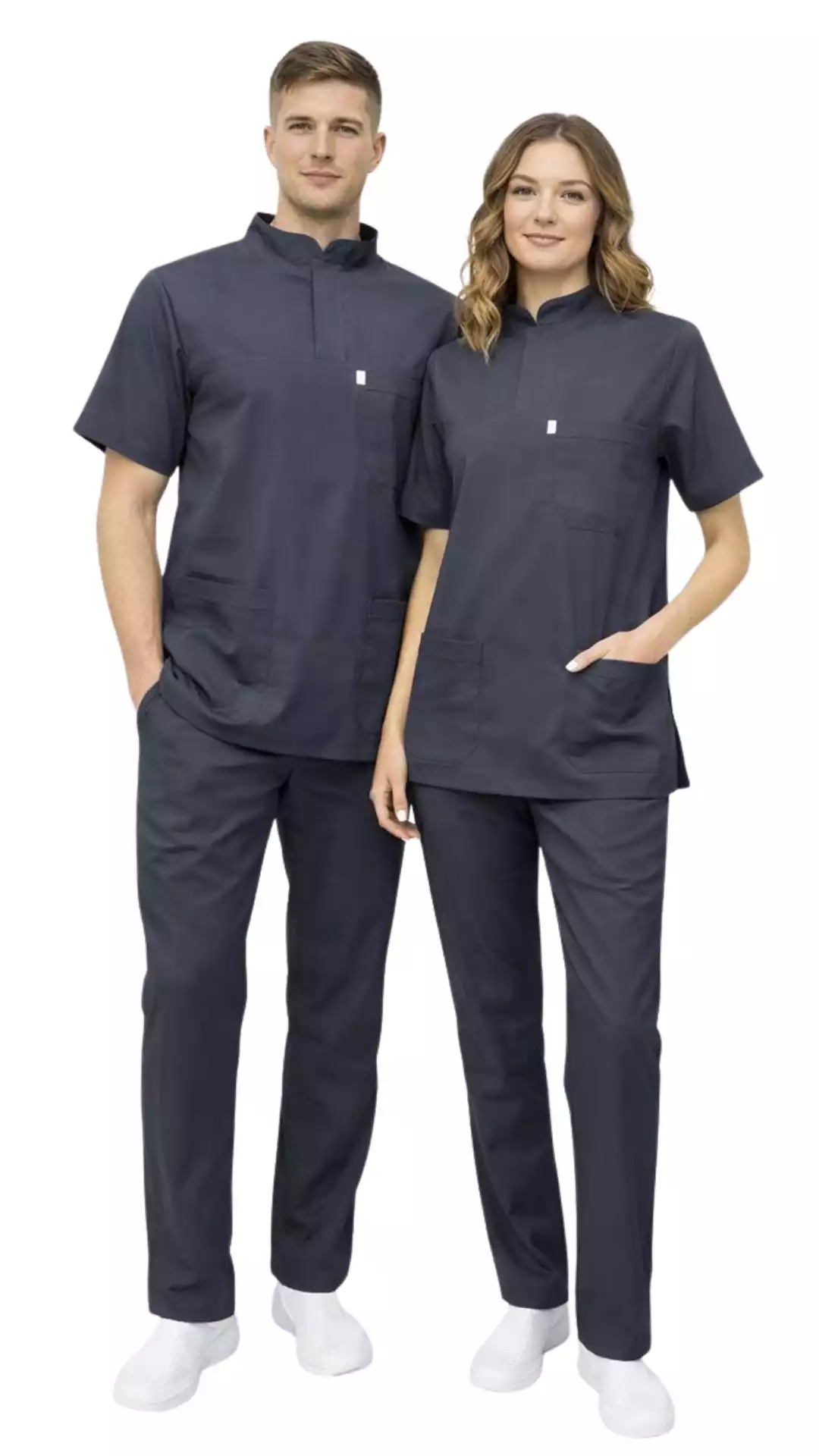 Gri Soft Likralı Lacoste Hemşire Üniforma Takım