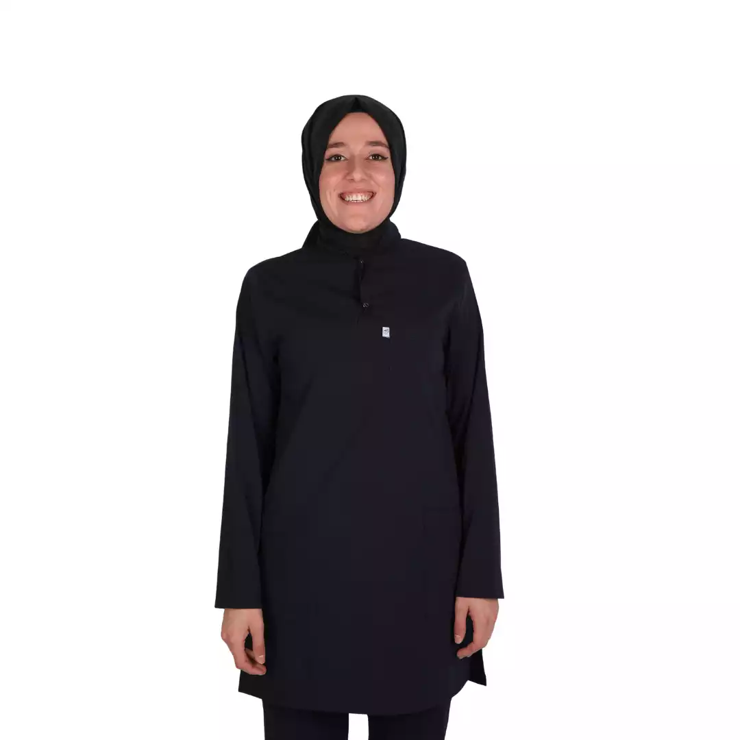 Lacivert Likralı Tesettür Üst Üniforma