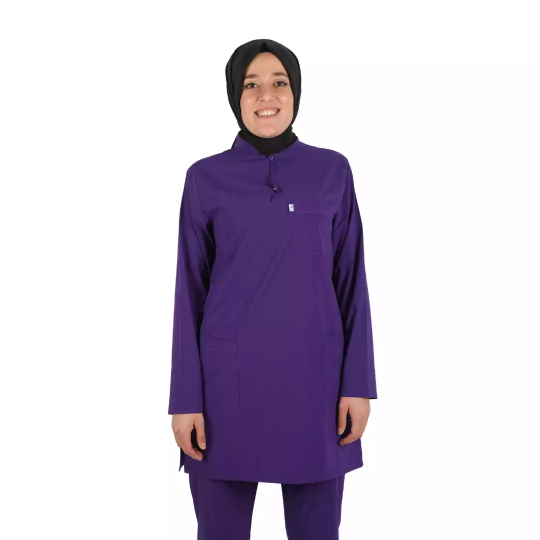 Mor Likralı Tesettür Üst Üniforma