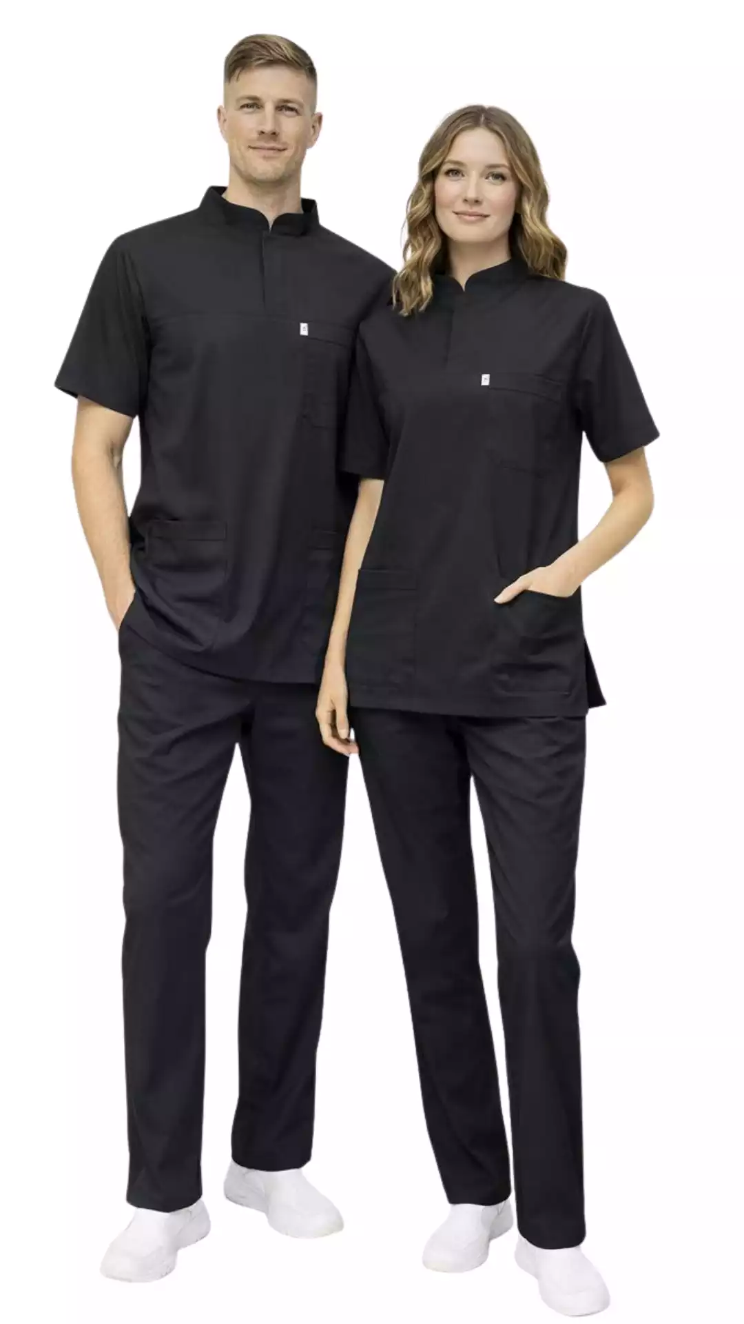 Siyah Soft Likralı Lacoste Hemşire Üniforma Takım