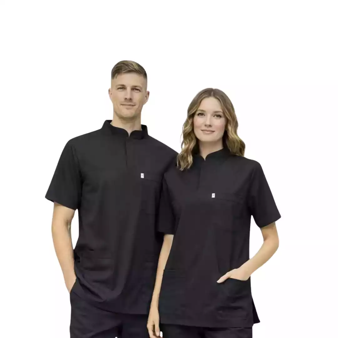 Sİyah Üst Soft Likralı Lacoste Hemşire Üniforma 