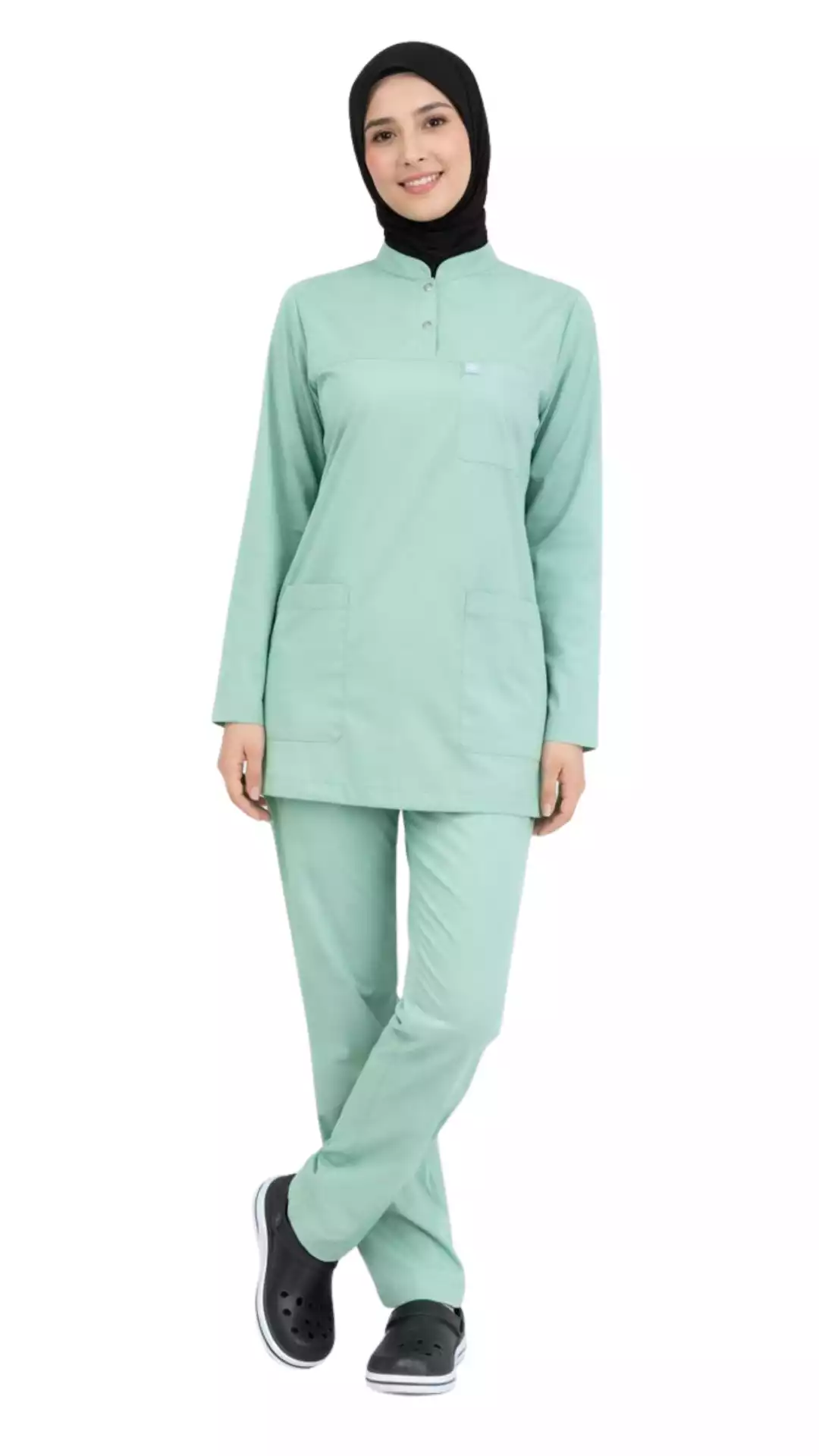 Tesettür Aile Sağlık Çalışanları Forması Scrubs Likralı Takım