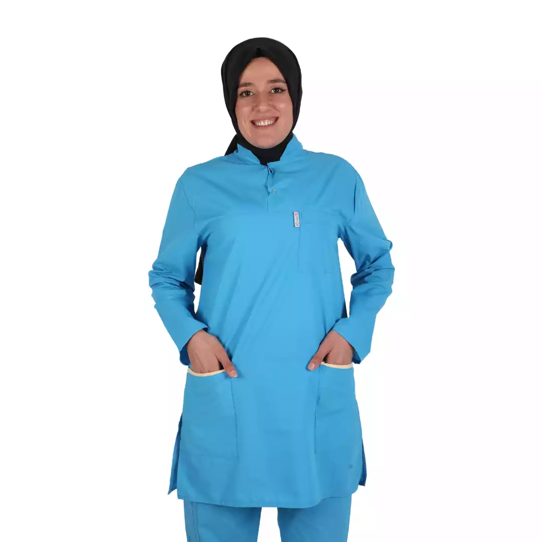 Turkuaz Likralı Tesettür Üst Üniforma