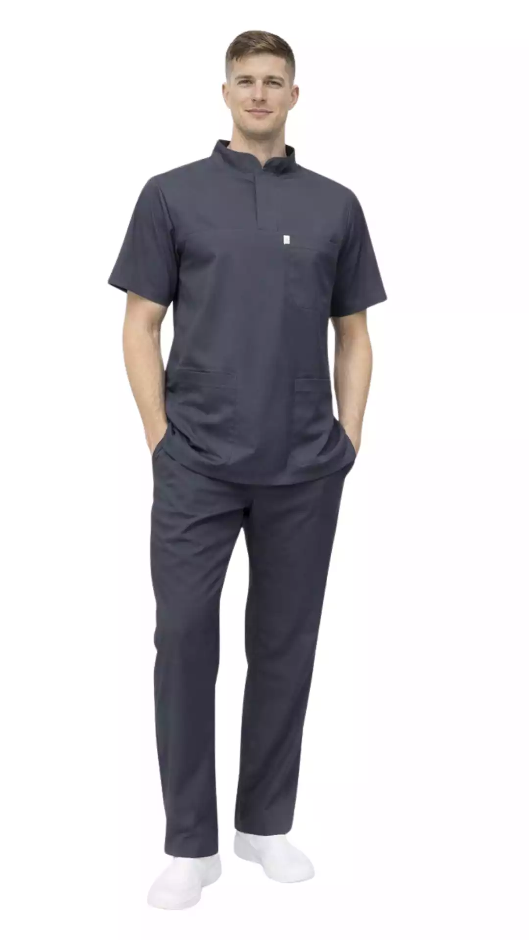 Gri Soft Likralı Lacoste Hemşire Üniforma Takım