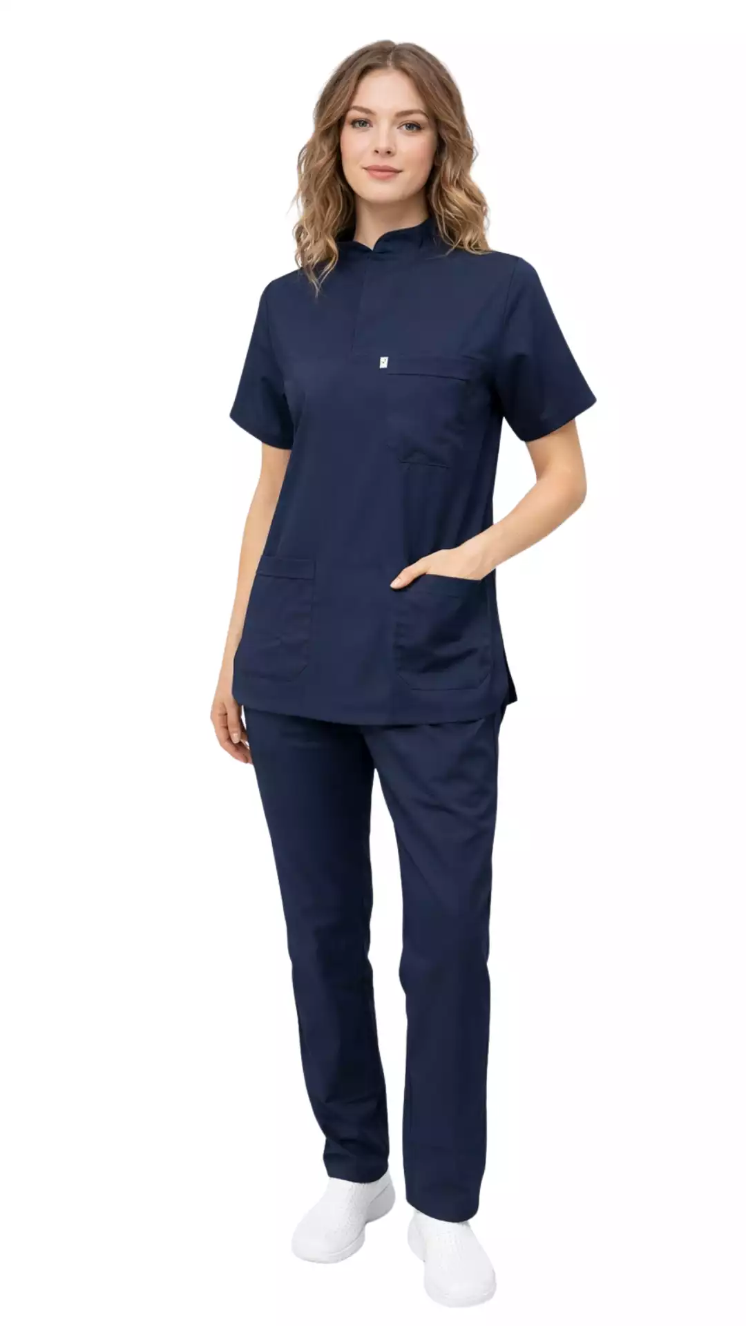 Lacivert Soft Likralı Lacoste Hemşire Üniforma Takım