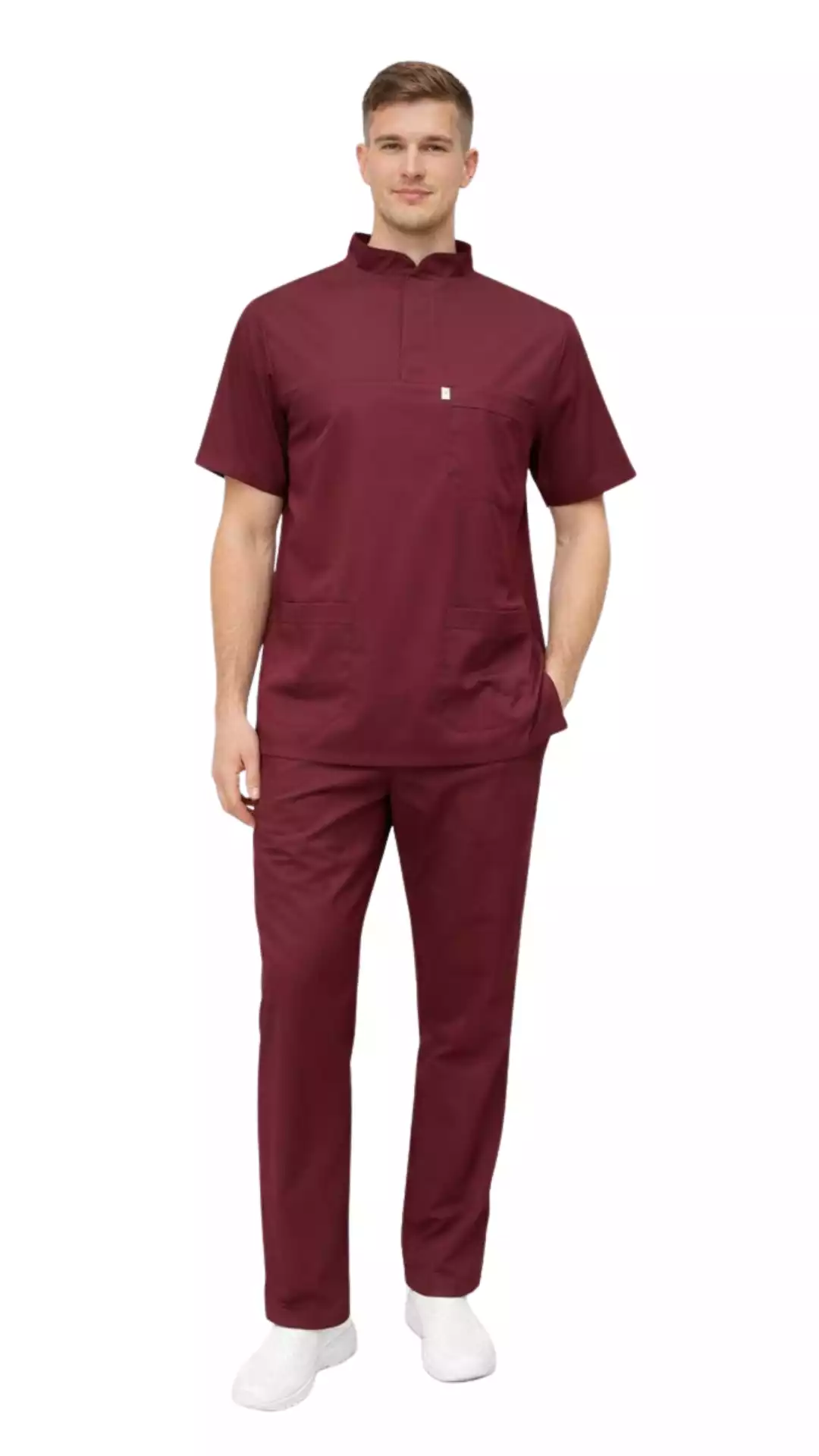 Bordo Soft Likralı Lacoste Hemşire Üniforma Takım