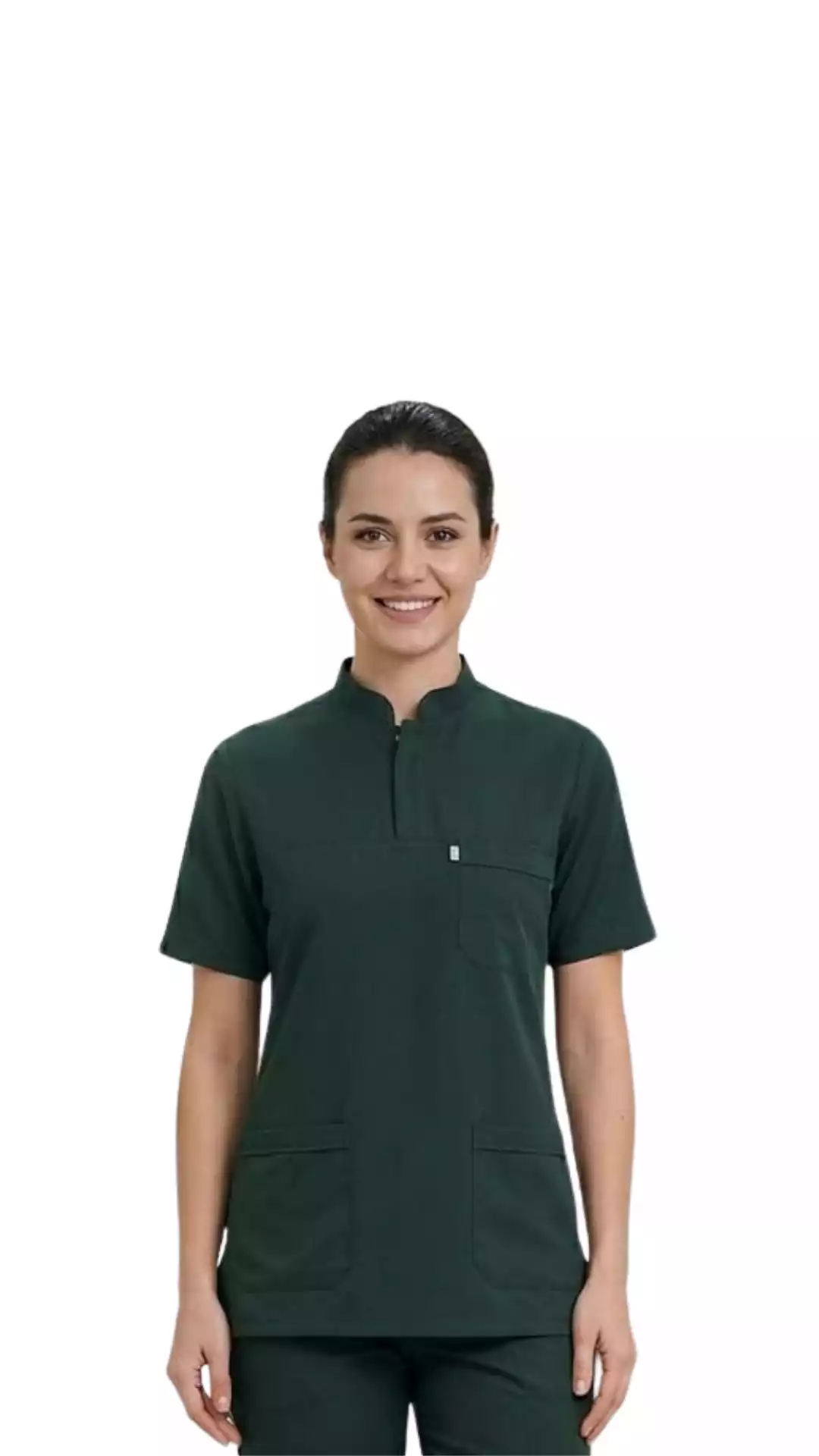 Ördek Yeşili Üst Soft Likralı Lacoste Hemşire Üniforma 