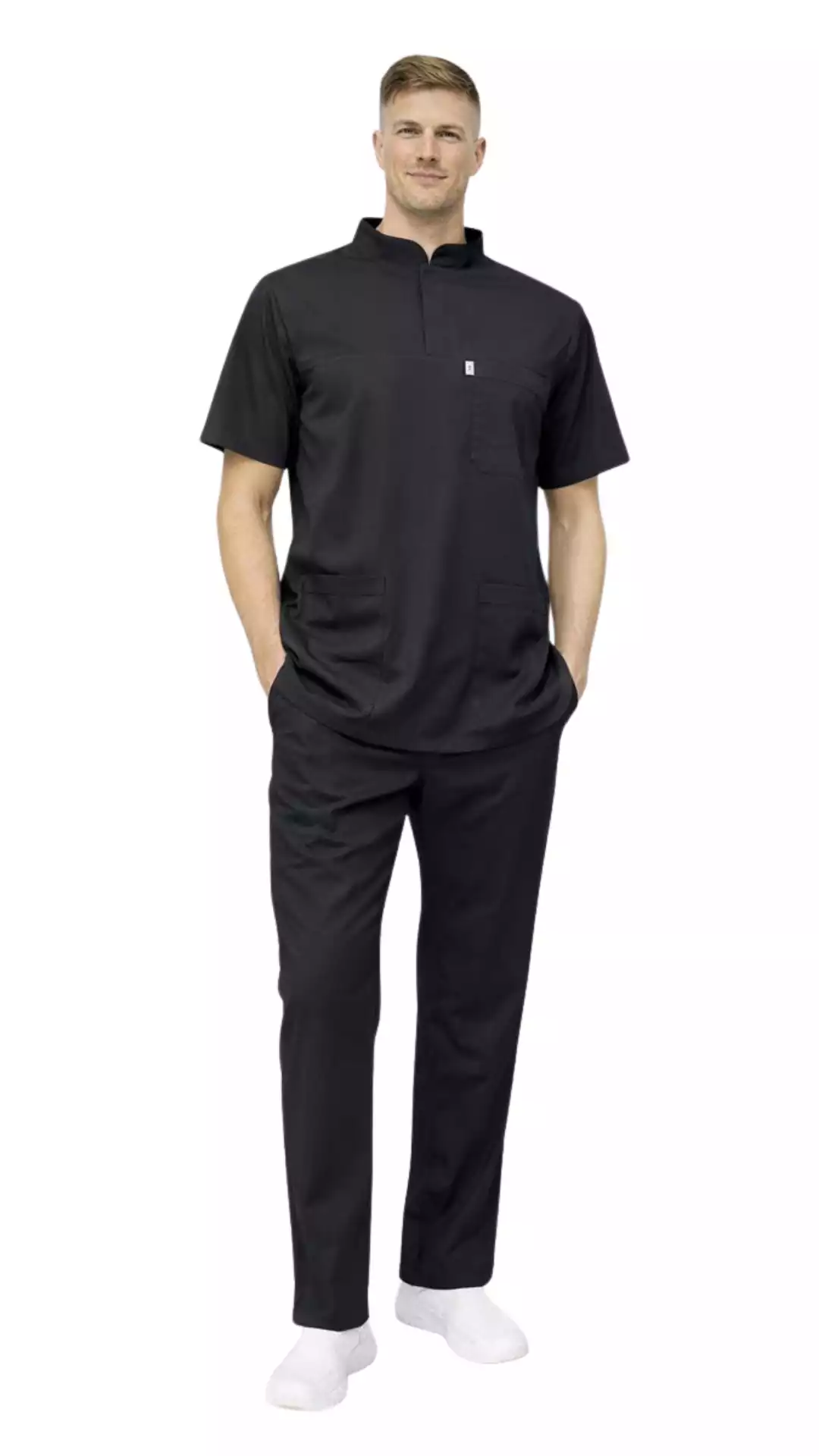 Siyah Soft Likralı Lacoste Hemşire Üniforma Takım